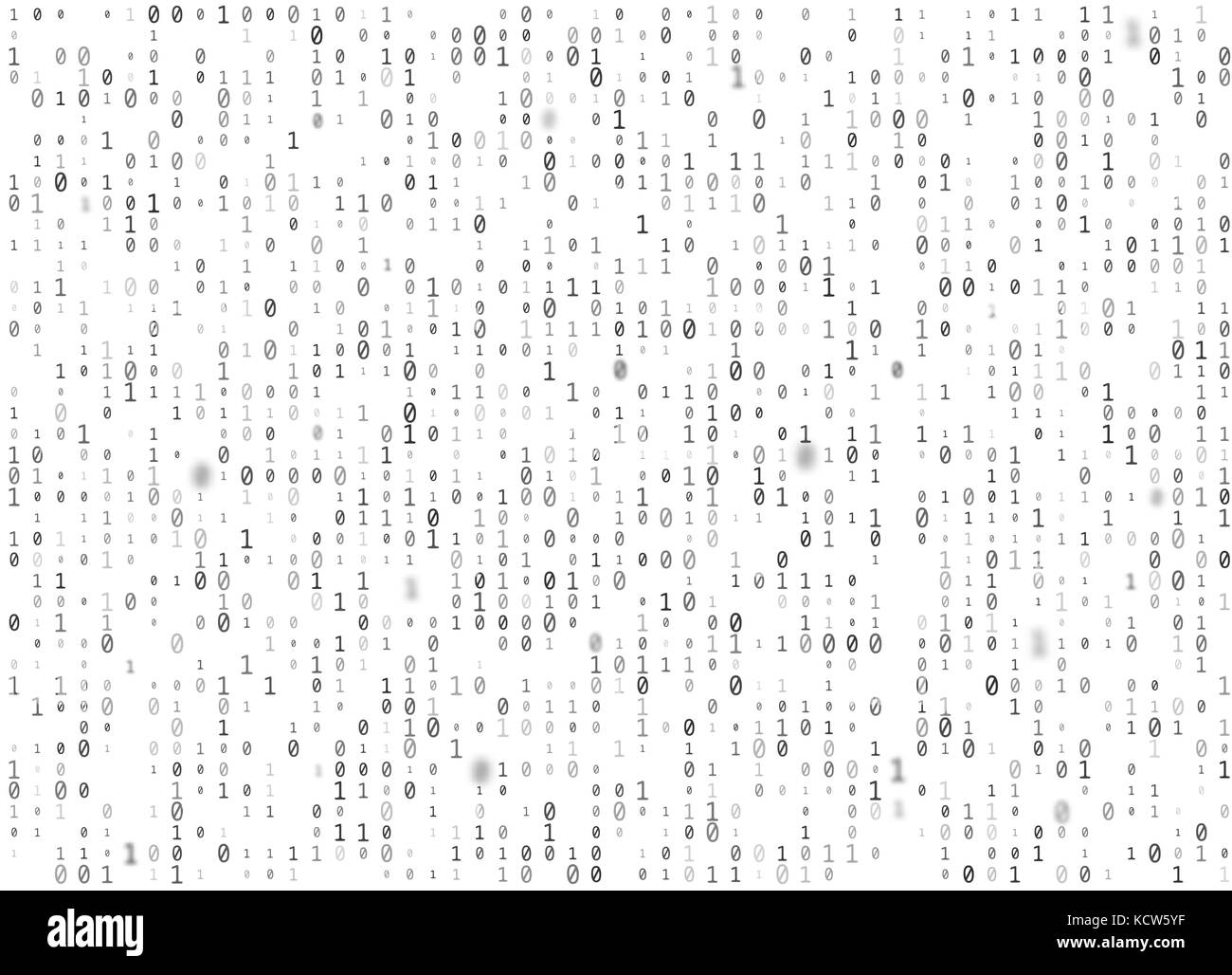 Vector binary code white seamless background. Big data and programming hacking, decryption and encryption, computer streaming black numbers 1,0 Stock Vector