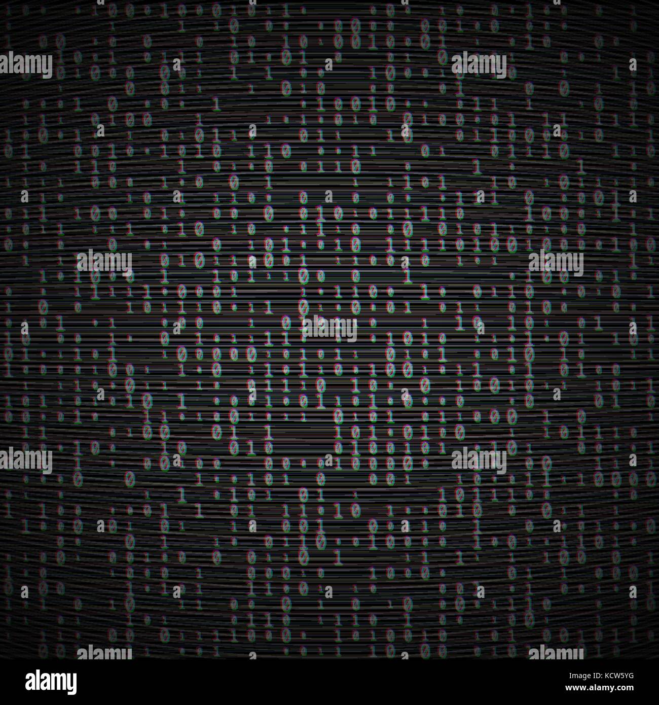 Vector binary code dark background. Big data and programming, hacking, decryption, encryption, computer numbers 1,0. Coding or Hacker concept Stock Vector