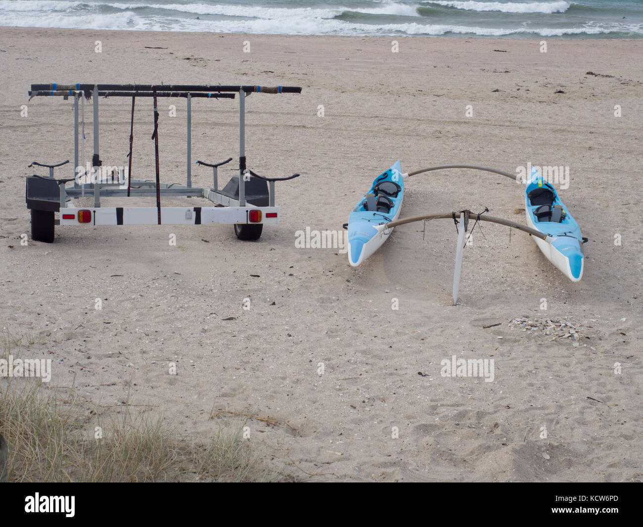 Boat And Trailer On The Beach Stock Photo Alamy