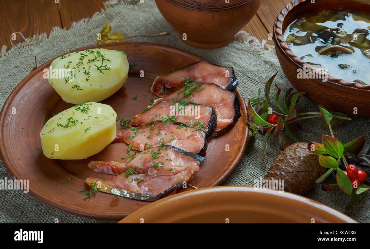 Scandinavian cuisine. Traditional assorted Scandinavian dishes, Top