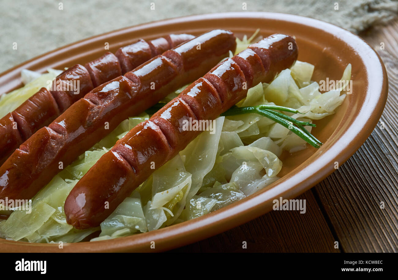 PolishAmerican Sausage Cabbage Potato Casserole Stock Photo Alamy