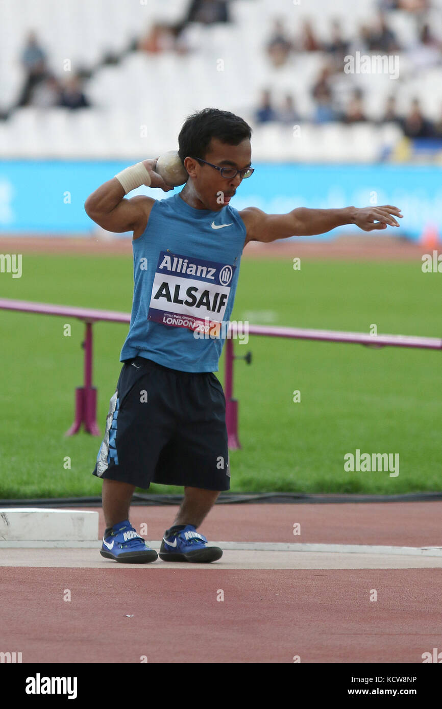 Abdullah ALSAIF of Kuwait in the Men's Shot Put F40 Final at the World