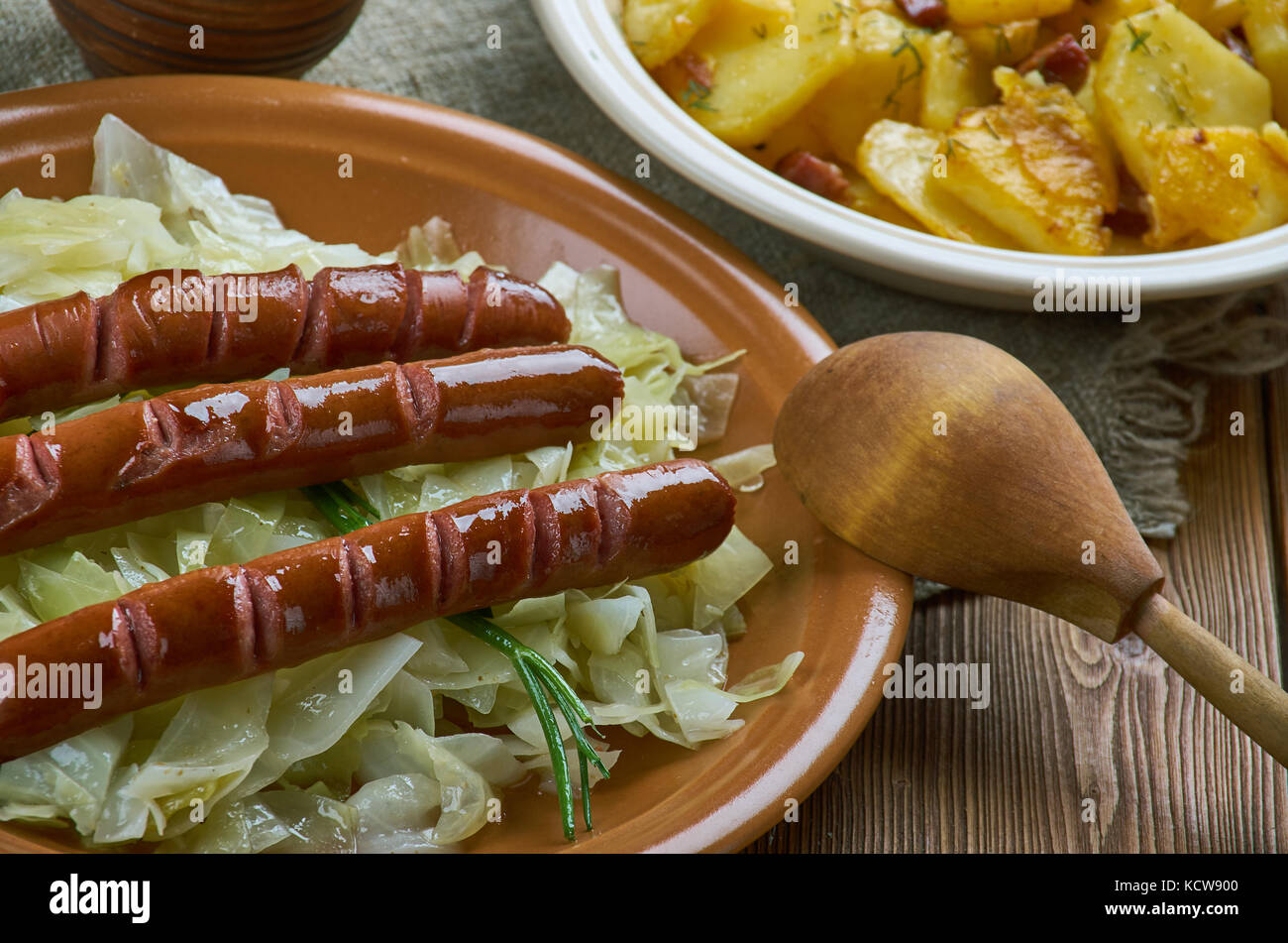 PolishAmerican Sausage Cabbage Potato Casserole Stock Photo Alamy