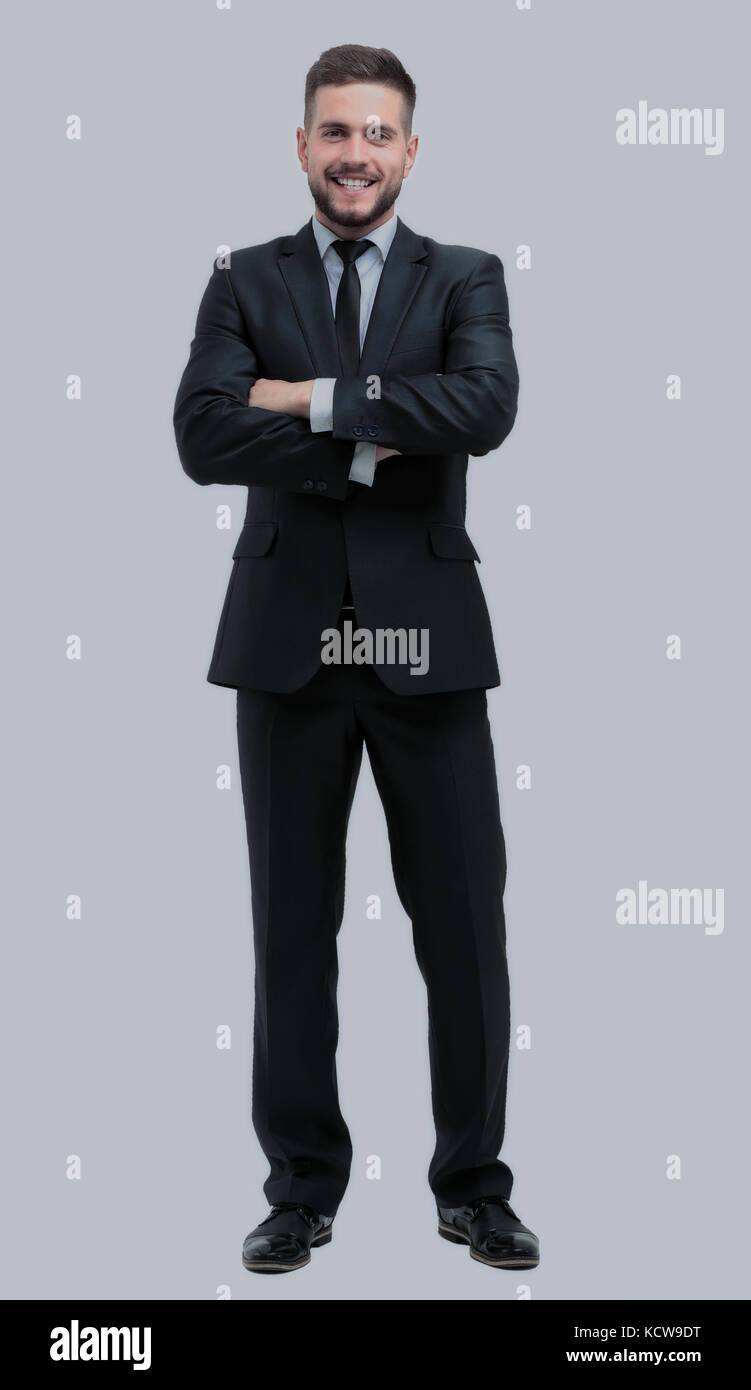 Handsome businessman standing isolated on white background Stock Photo ...