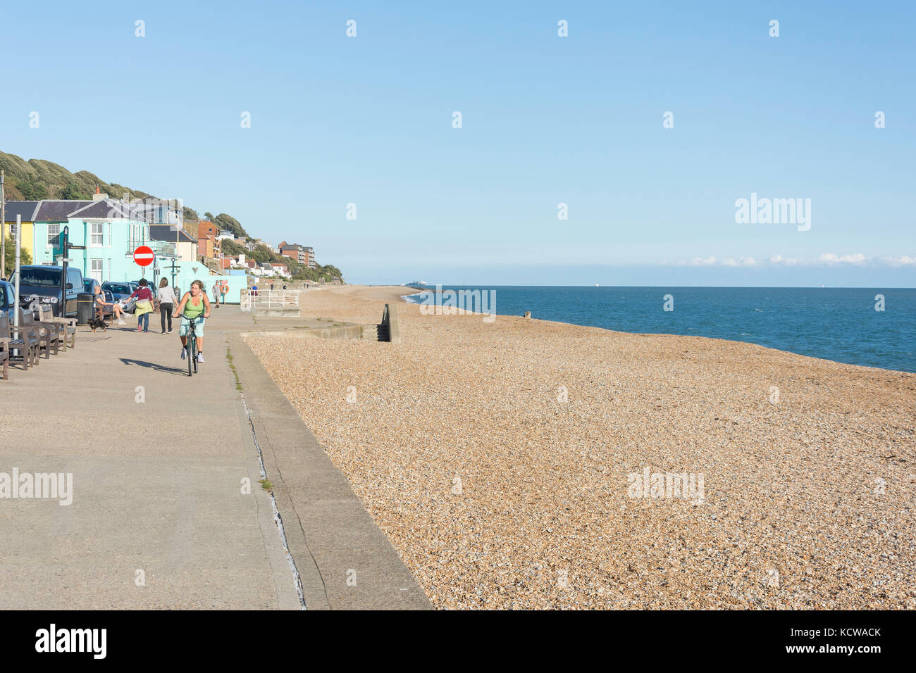 Sandgate beach and promenade, Sandgate, Kent, England, United Kingdom