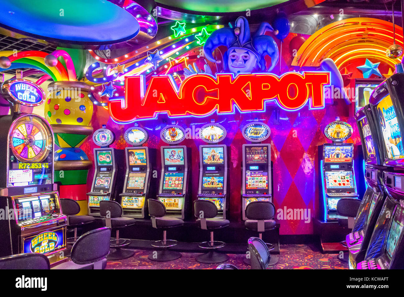 Slot machines in Carnival City Casino & Entertainment World, Brakpan, East Rand, Greater Johannesberg, Gauteng Province, Republic of South Africa Stock Photo