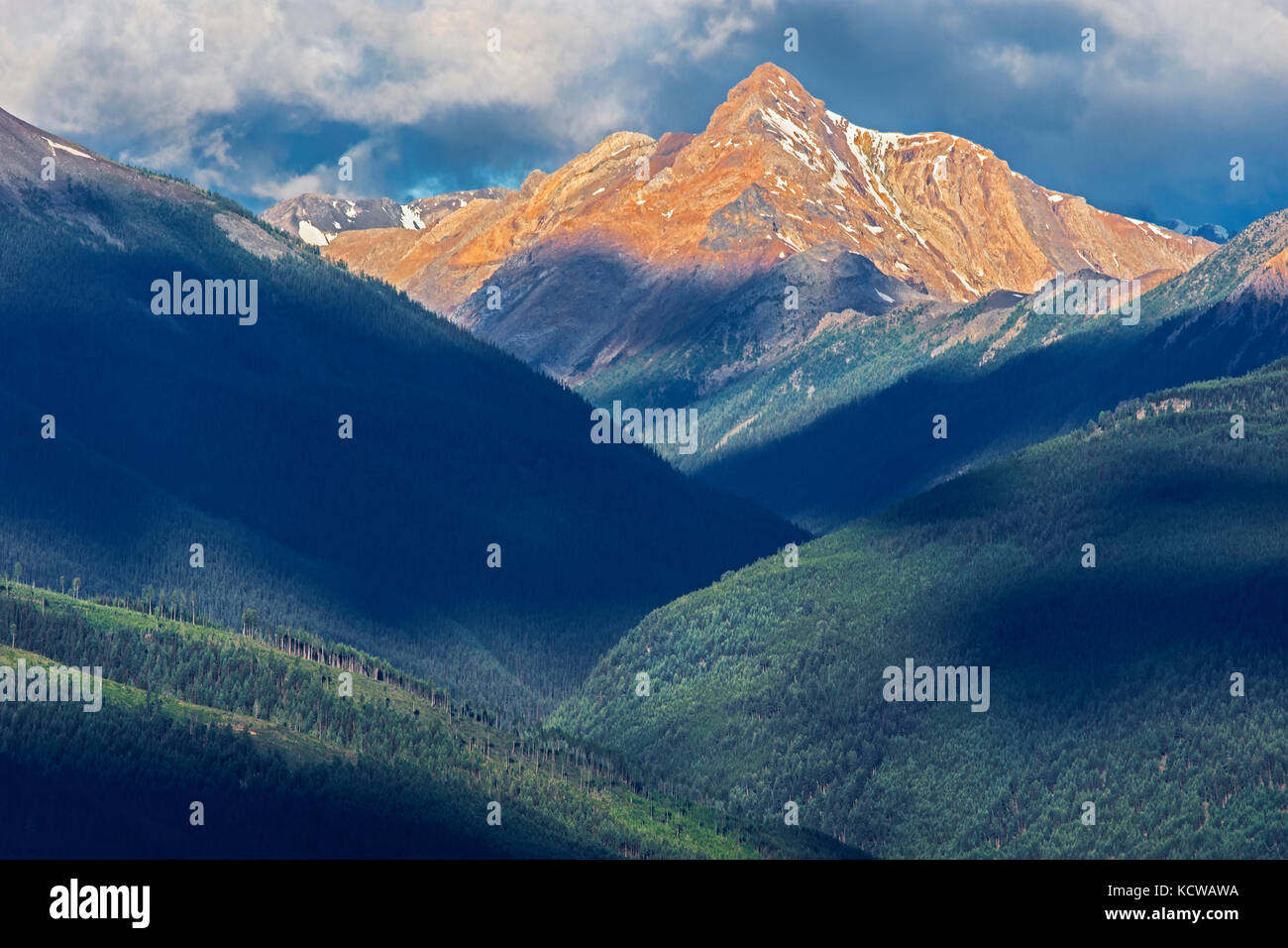 Purcell Mountains at sunrise, Radium, British Columbia, Canada Stock Photo