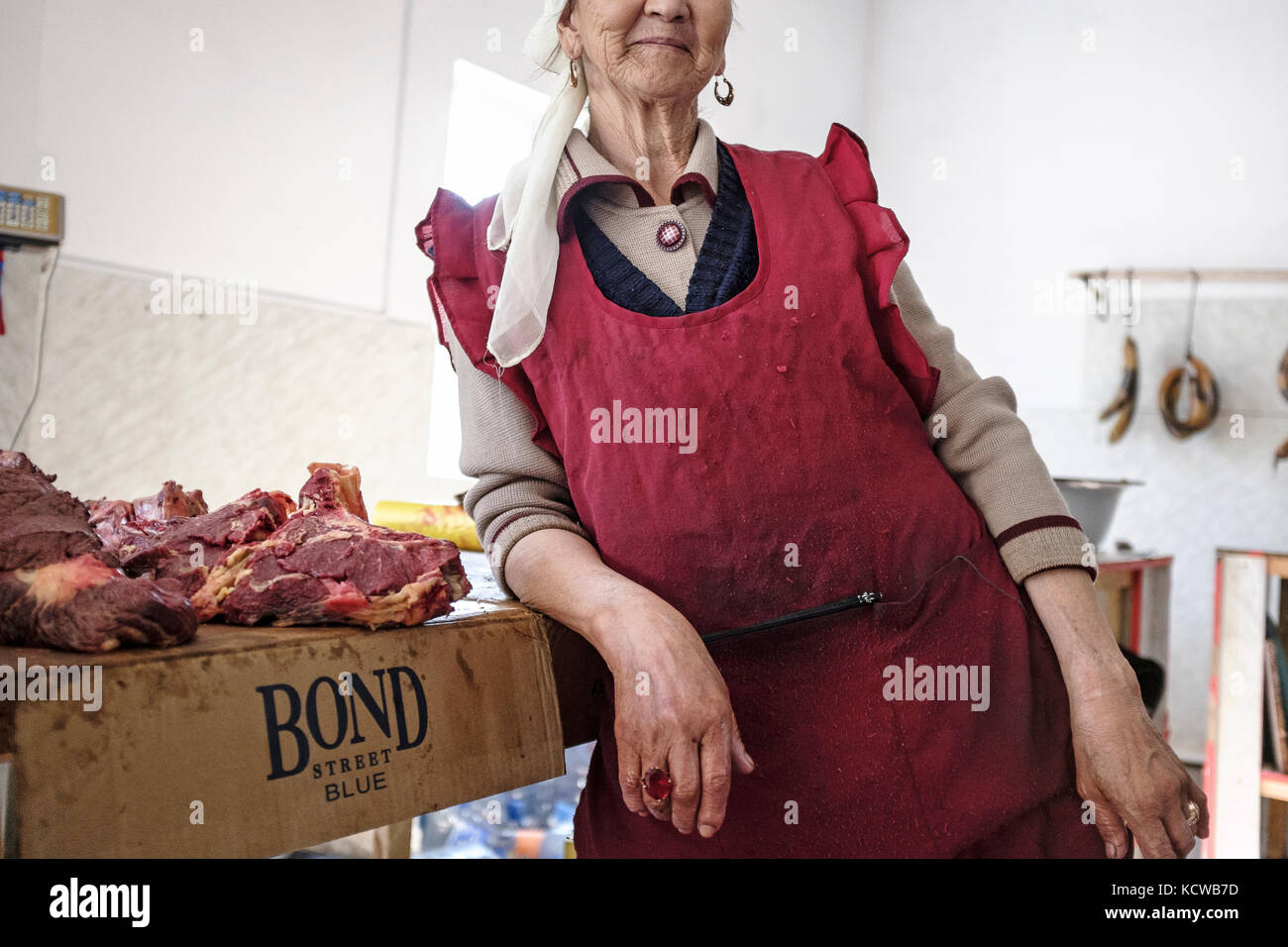 The Kazakhs are big eaters of meat, butcher shops look like hangars