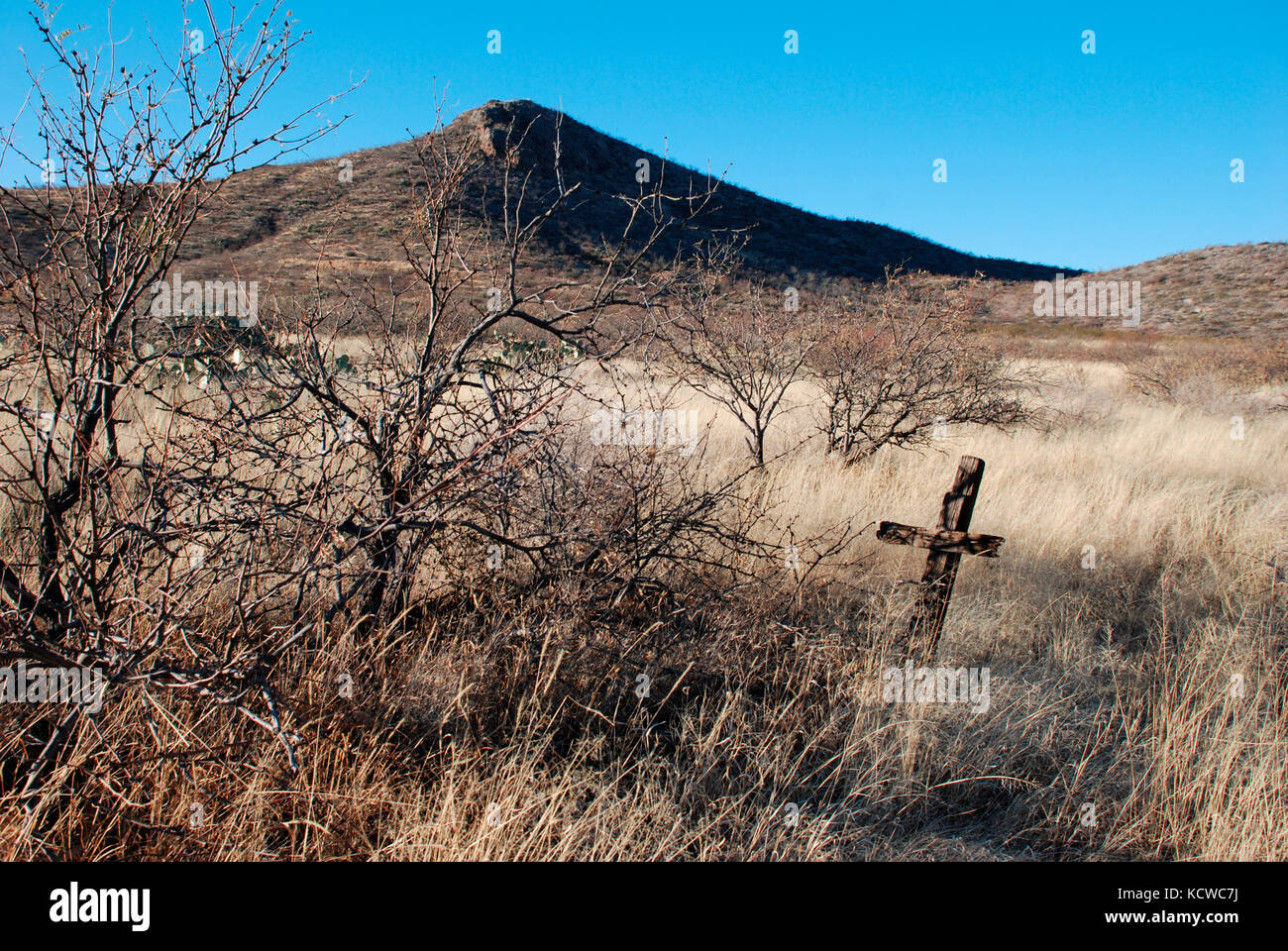 Old grave marker in the desert near Gleeson, Arizona Stock Photo