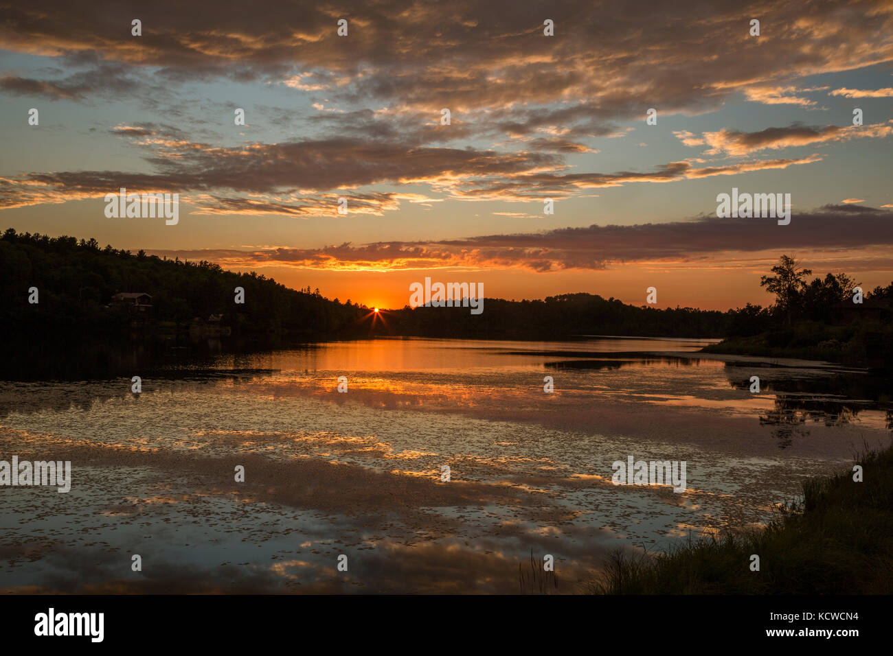 Sunset, St.Pothier Lake, Whitefish, City of Greater Sudbury, Ontario, Canada Stock Photo