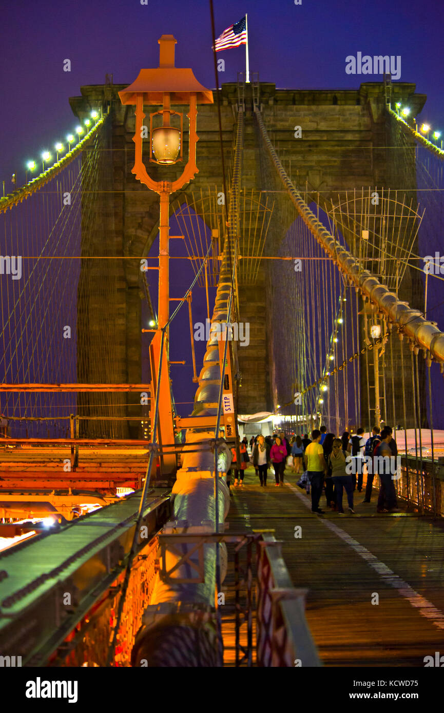 Brooklyn bridge at night Stock Photo