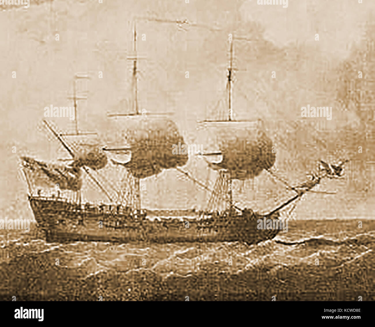Circa 1750 The Boston ship BETHEL owned by Josiah Quincy and Edward Jackson. Captain was Isaac Freeman Stock Photo