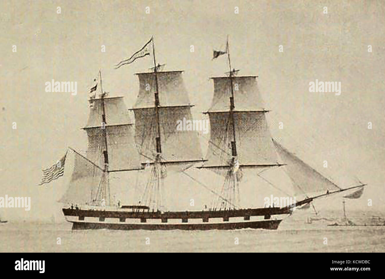 The 534 ton ship  AUSTRALIA of Salem, USA.  Built at Medford USA in 1849, sold to Boston in  1861 and wrecked at Maulmain, Burma  (now Mawlamyine Myanmar) c1868 Stock Photo