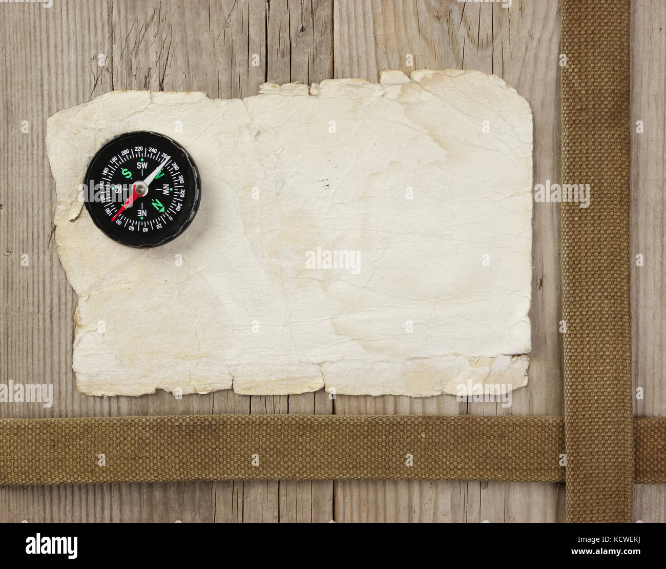 Vintage paper with compass on old wooden boards Stock Photo - Alamy