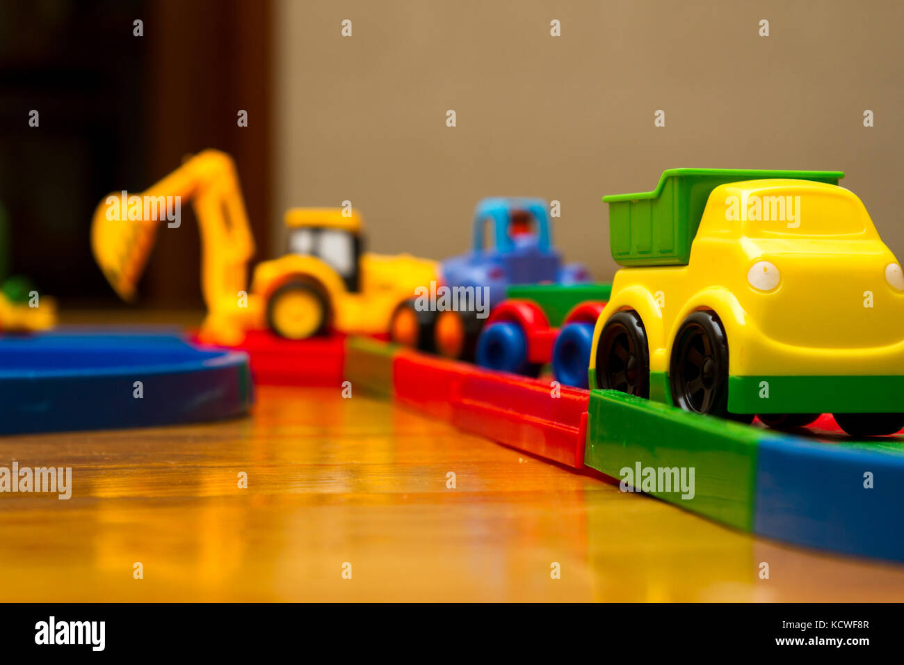 Children's road for machines in the room Stock Photo