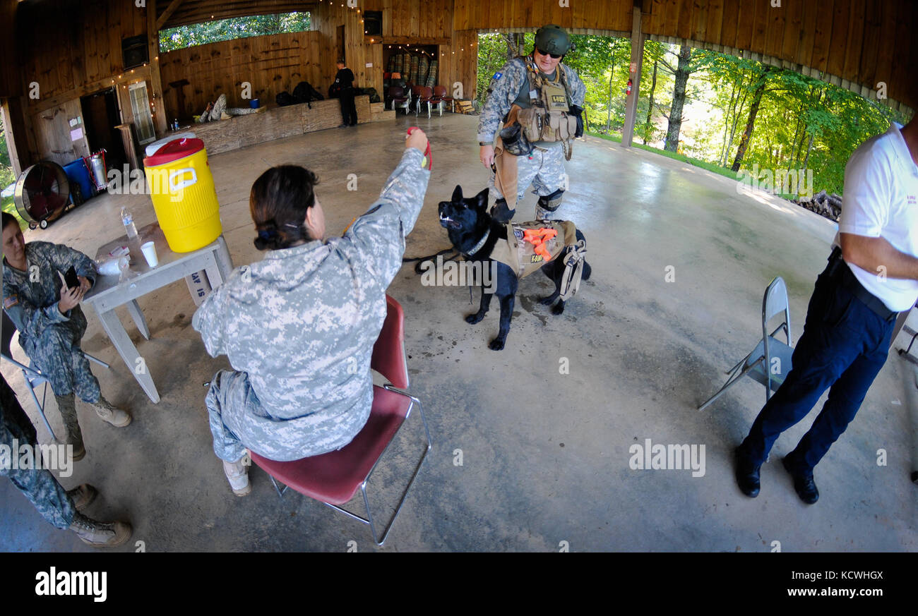 Soldiers with the 2nd Battalion, 151st Security and Support Aviation Battalion, South Carolina Army National Guard, along with civilian first responders, conducted S.C. Helicopter Aquatic Rescue Team quarterly training Sept. 7-10, 2016 in order to increase day and nighttime mountain aerial rescue proficiency. The training included academics and practical topics pertinent to day and nighttime mountain rescue techniques, survival techniques, equipment use and environmental concerns with appropriate equipment setup and testing. (U.S. Army National Guard Photos by Staff Sgt. Roberto Di Giovine) Stock Photo