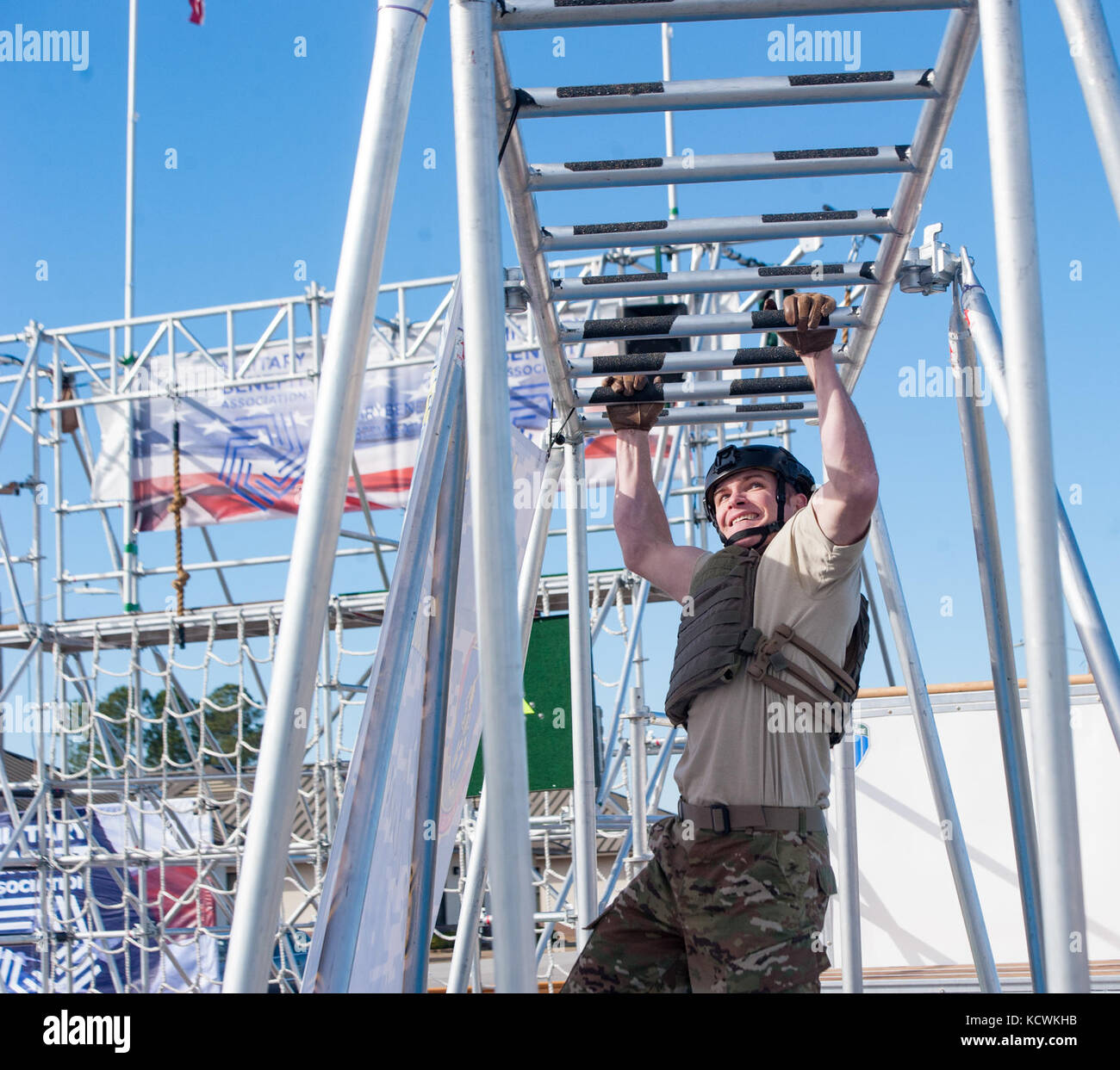 The South Carolina National Guard hosted its first “Battle Challenge” at McCrady Training Center in Eastover, South Carolina, Jan. 28-31, 2017. The Battle Challenge is a mobile obstacle course requiring participants to perform nine tasks under pressure of time, including a cargo net climb, a knotted rope descent, wall surmount, ammunition resupply, low crawl, gas can carry, marksmanship tasks, and a service member-down rescue. The event was open to all military service members, law enforcement, first responders, firefighters, protective services and their 18 and older family members. (U.S. Arm Stock Photo