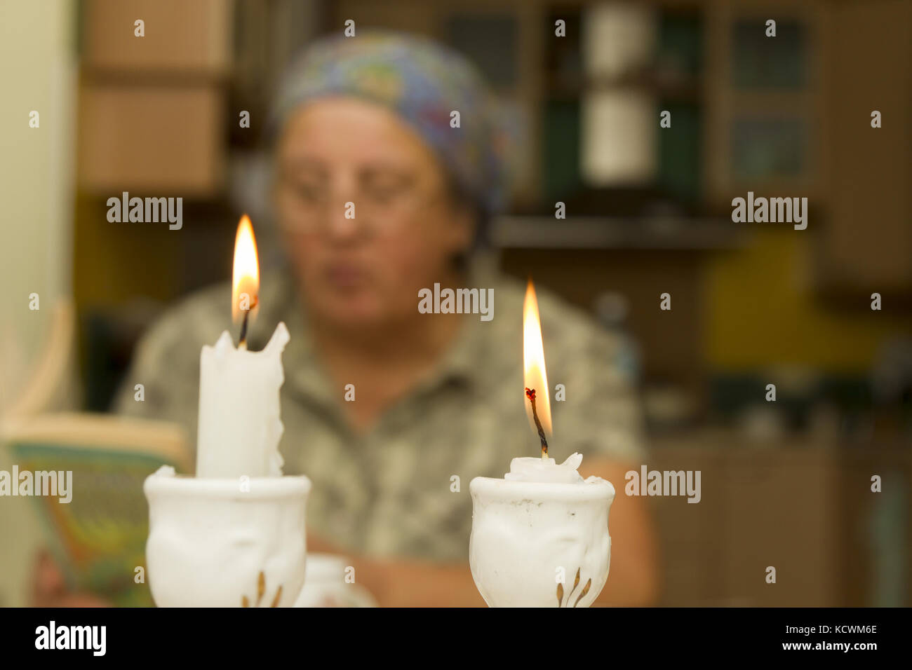 Two Shabbat Candles Stock Photo Alamy