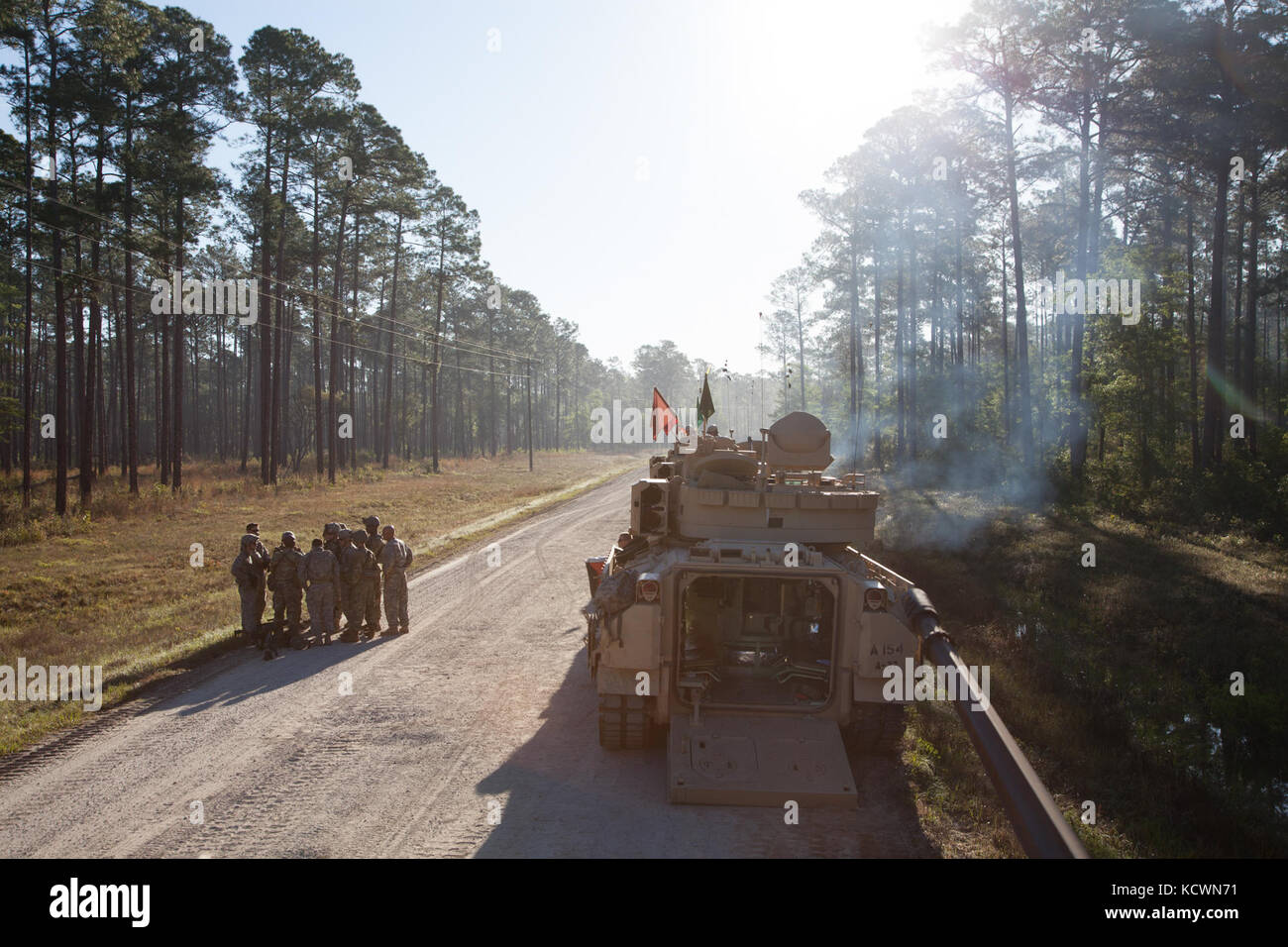 U.S. Soldiers with Company A, 4-118th Combined Arms Battalion, South Carolina Army National Guard, participate in gunnery training April 9, 2017 at Fort Stewart, Georgia. (U.S. Army photo by Capt. Joshua Chastain) Stock Photo