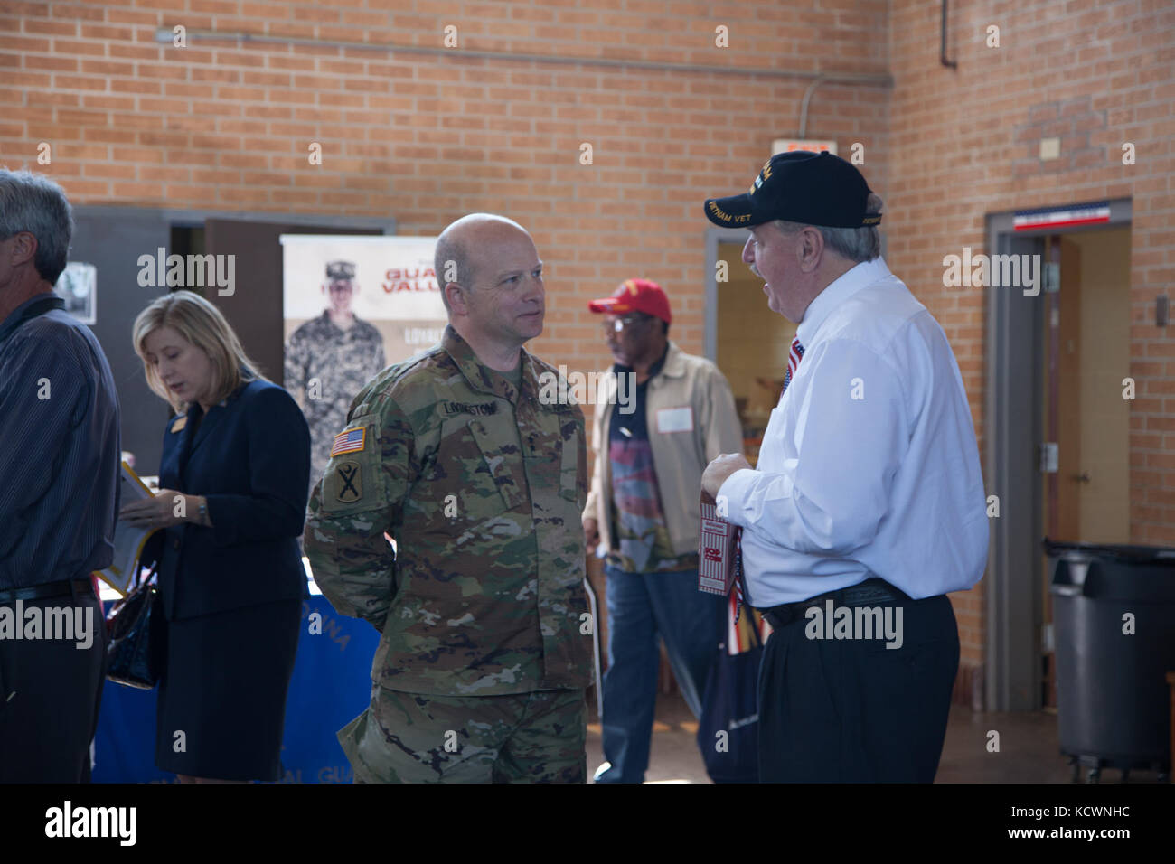 The Department of Veterans Affairs Columbia VA Regional Office, in conjunction with the South Carolina National Guard Service Member and Family Care Directorate, held a United States of America Vietnam War 50th Commemoration Ceremony to thank and honor veterans of the Vietnam War at the South Carolina Army National Guard Armory in Rock Hill, South Carolina, March 29, 2016. (U.S. Army National Guard Photo by Capt. Brian Hare/Released) Stock Photo