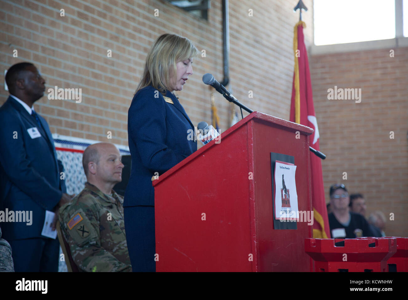 Leanne Weldin, director of the Columbia, S.C. VA Regional Office, speaks during a 50th Vietnam