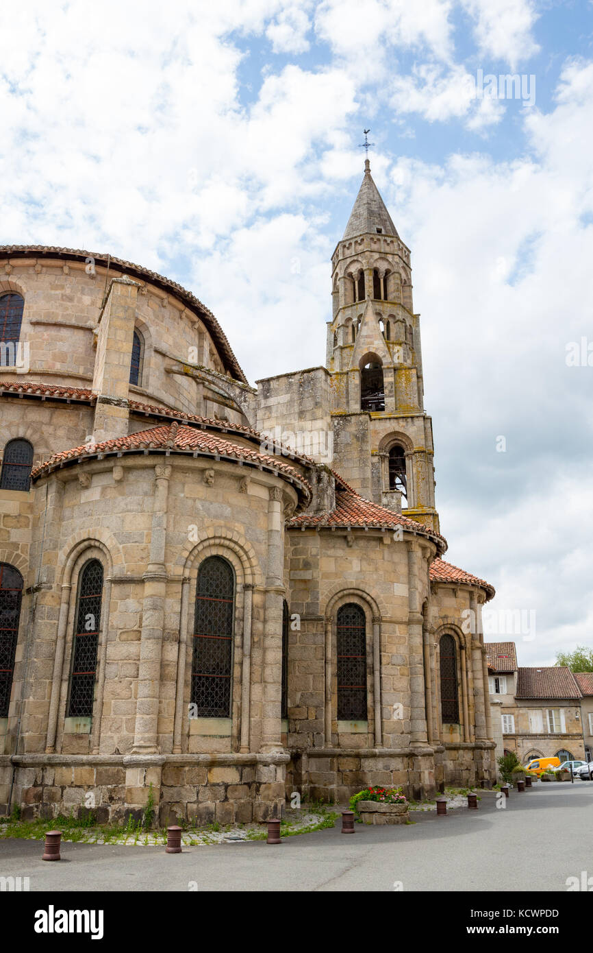 SAINT-LEONARD-DE-NOBLAT, FRANCE - 22 JULY, 2017: Collegiate Church of Saint-Léonard-de-Noblat on the Camino De Santiago, the Way of St. James pilgrima Stock Photo