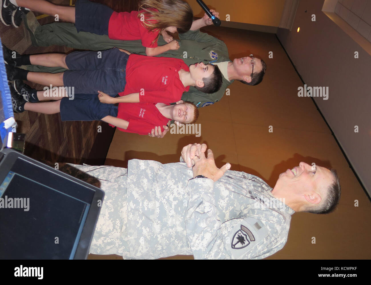 Members of the South Carolina Army and Air National Guard honor their spouses and family members at a Military Spouse Appreciation Day gathering in Columbia, South Carolina, May 5, 2016. The event was hosted by the Service Member and Family Care Directorate Family Programs to thank military spouses in the S.C. National Guard. (U.S. Army National Guard photo by Lt. Col. Cindi King/ released) Stock Photo