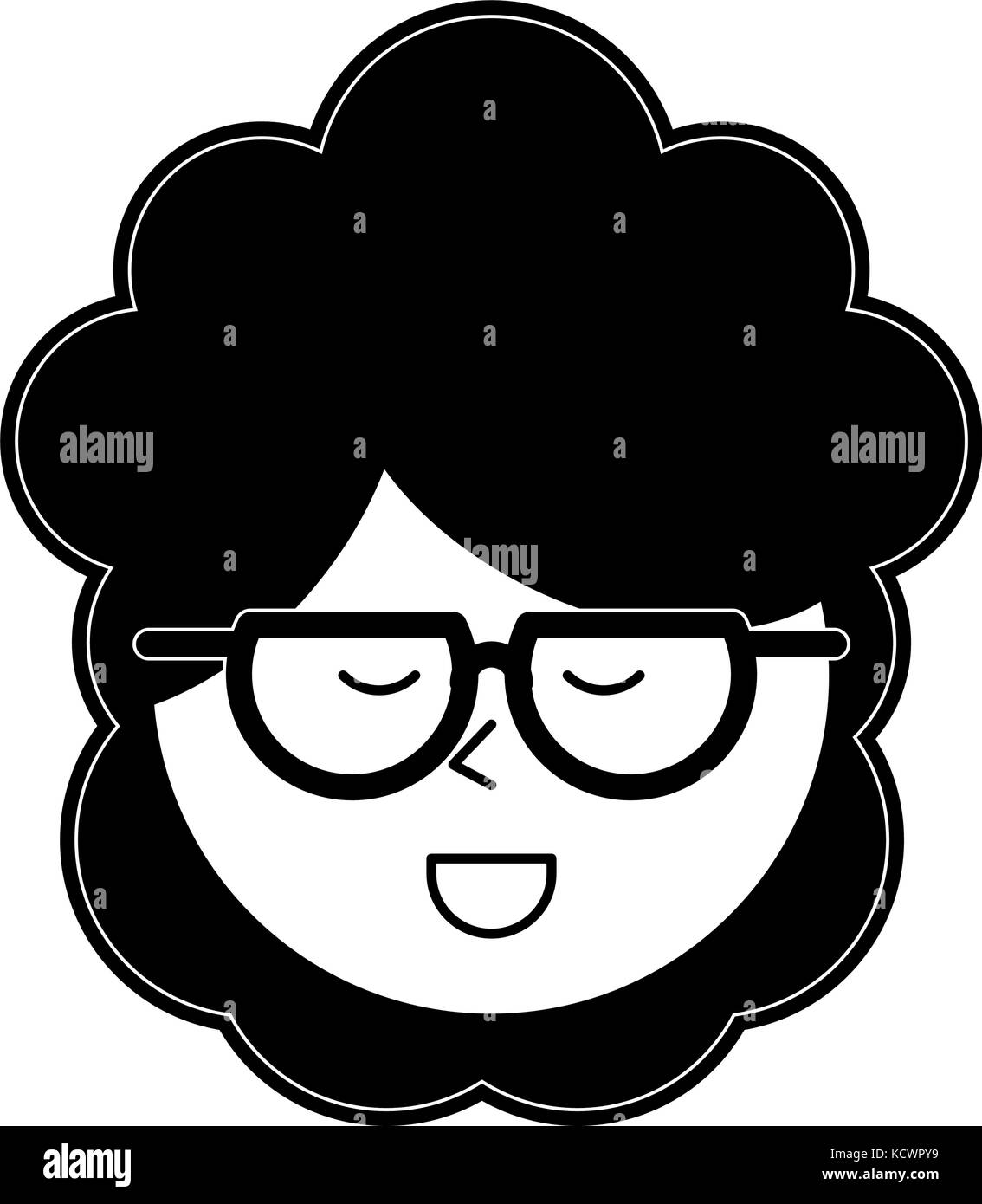 woman with glasses and curly hair icon image Stock Vector Image & Art -  Alamy