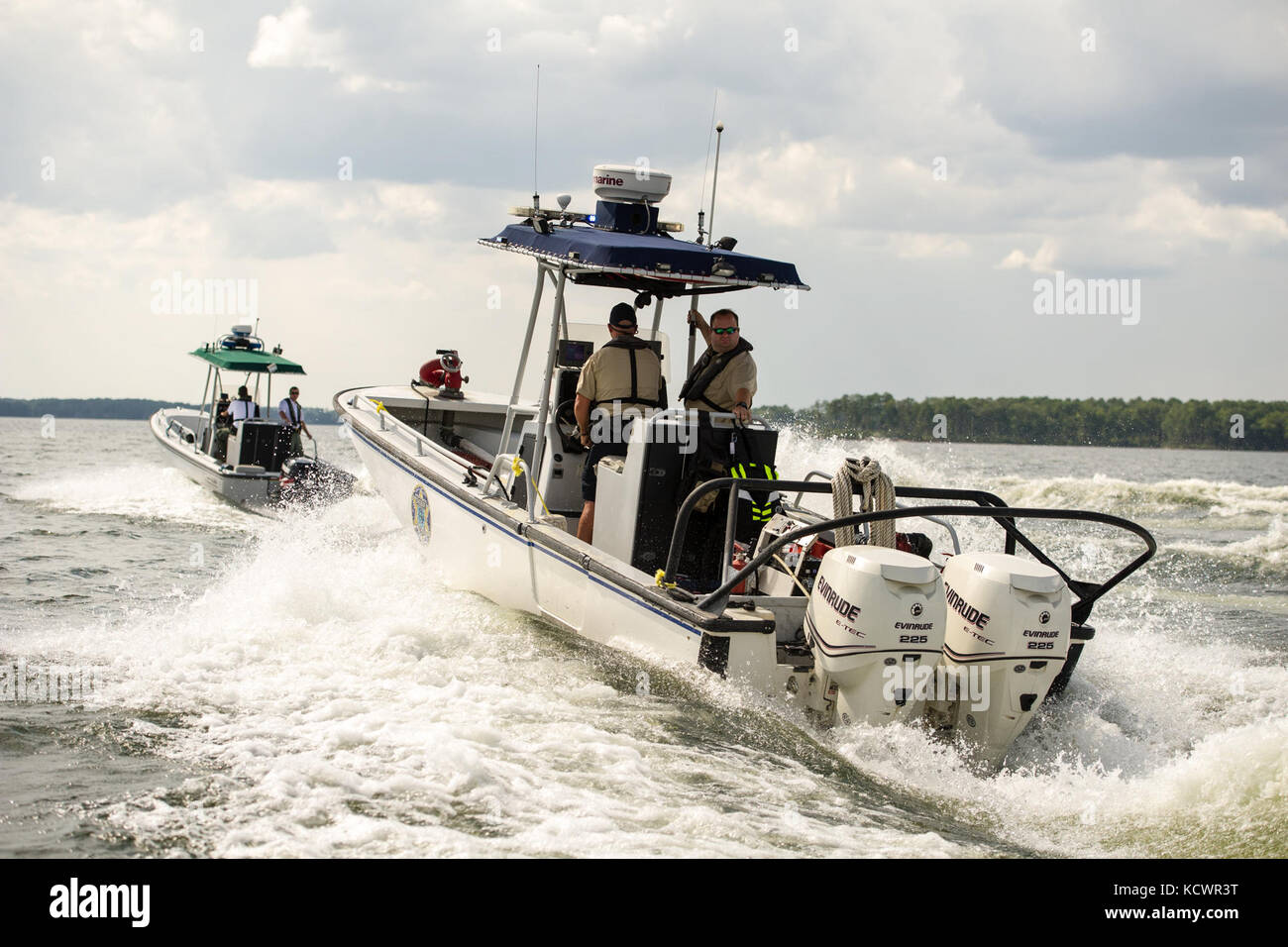 A memorial procession was held on Lake Murray, S.C., to honor U.S. Army Sgts. First Class Charles Judge, Jr., and Jonathon Prins, July 29, 2016.  The two Soldiers were killed while attempting to protect a woman who was allegedly being attacked by a gunman. The boat procession was a way to celebrate their lives.  (U.S. Air National Guard photo by Tech. Sgt. Jorge Intriago) Stock Photo