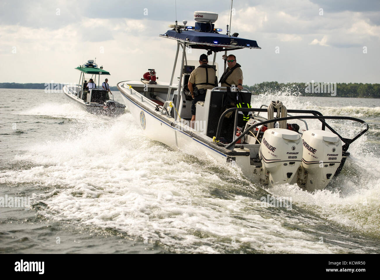 A memorial procession was held on Lake Murray, S.C., to honor U.S. Army Sgts. First Class Charles Judge, Jr., and Jonathon Prins, July 29, 2016.  The two Soldiers were killed while attempting to protect a woman who was allegedly being attacked by a gunman. The boat procession was a way to celebrate their lives.  (U.S. Air National Guard photo by Tech. Sgt. Jorge Intriago) Stock Photo