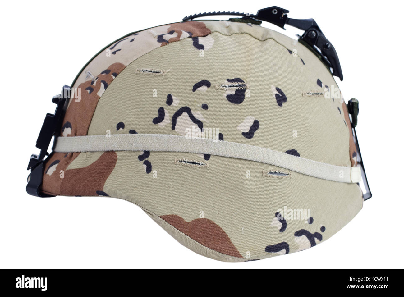 us army kevlar helmet with a desert camouflage cover and night vision mount Stock Photo Alamy