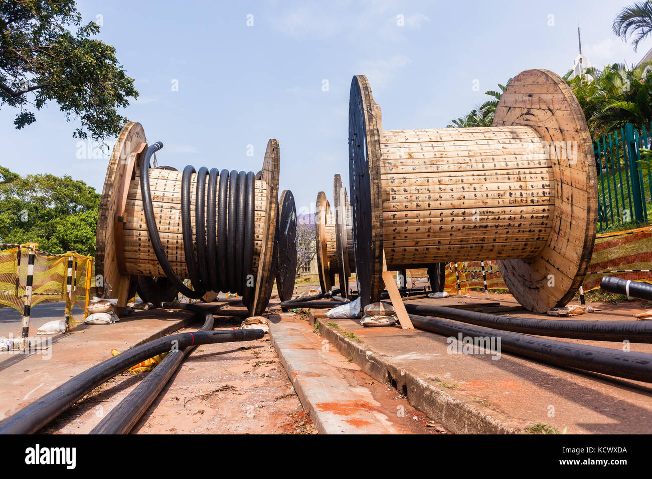 Electrical new high voltage cables been installed in underground