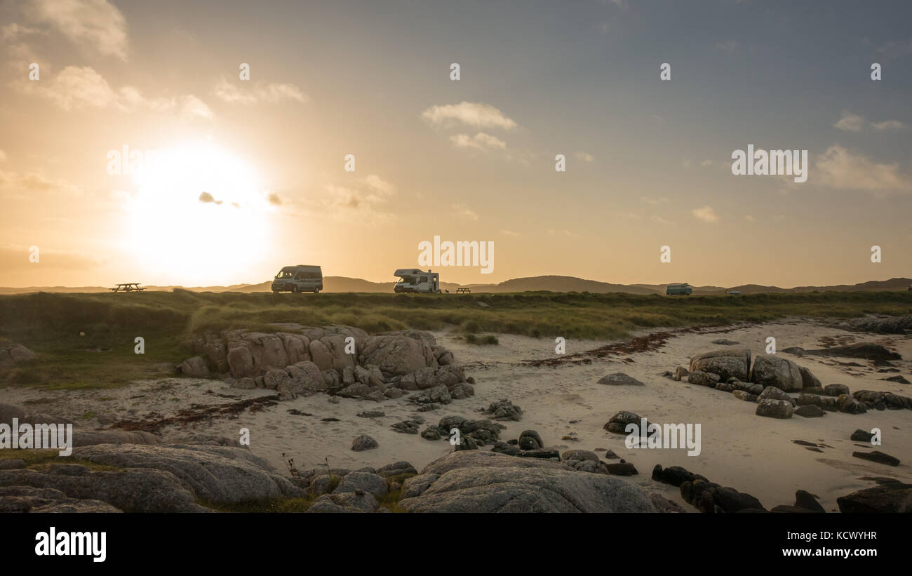 Campervan at Fidden beach, Isle of Mull, Scotland Stock Photo