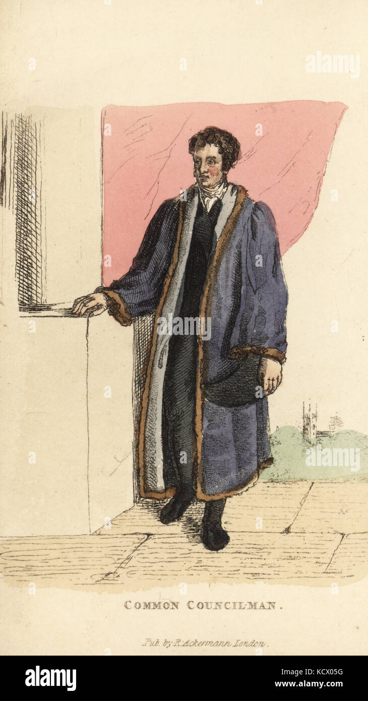 Common Councilman of the Council of London. In purple robe lined with ...
