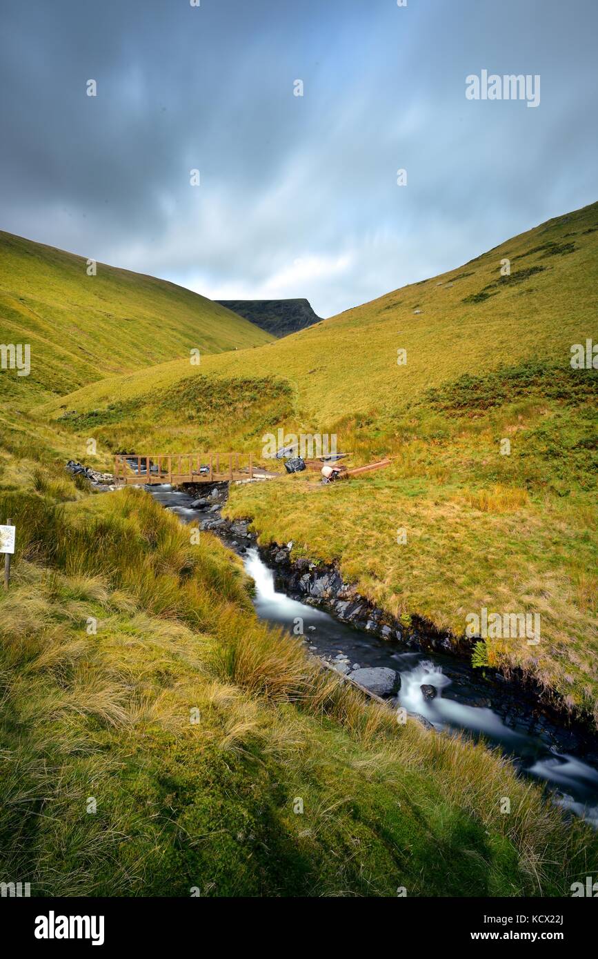 Footbridge over River Glenderamackin Stock Photo