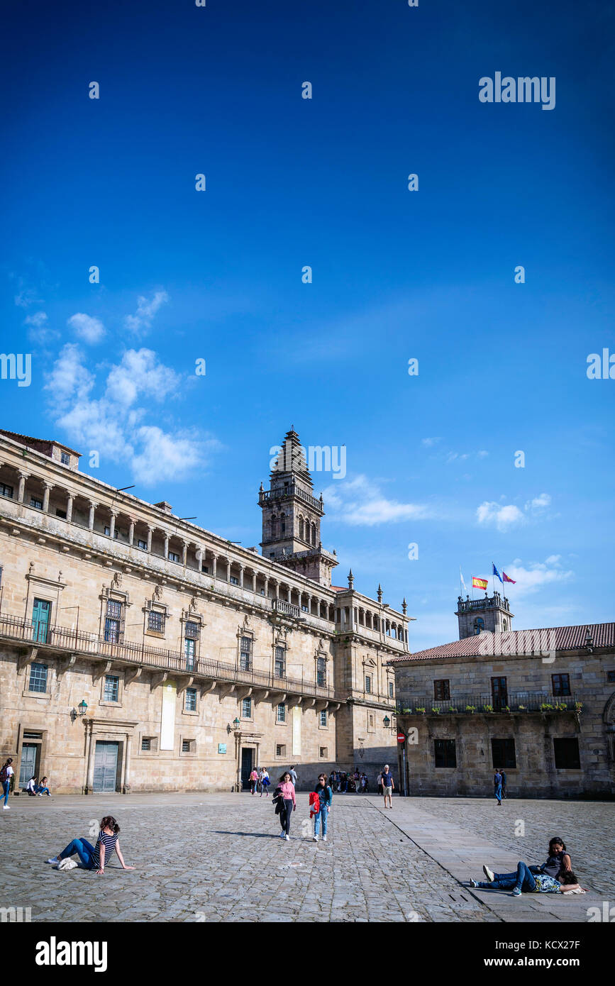 old town landmark Obradoiro Square near santiago de compostela cathedral spain Stock Photo