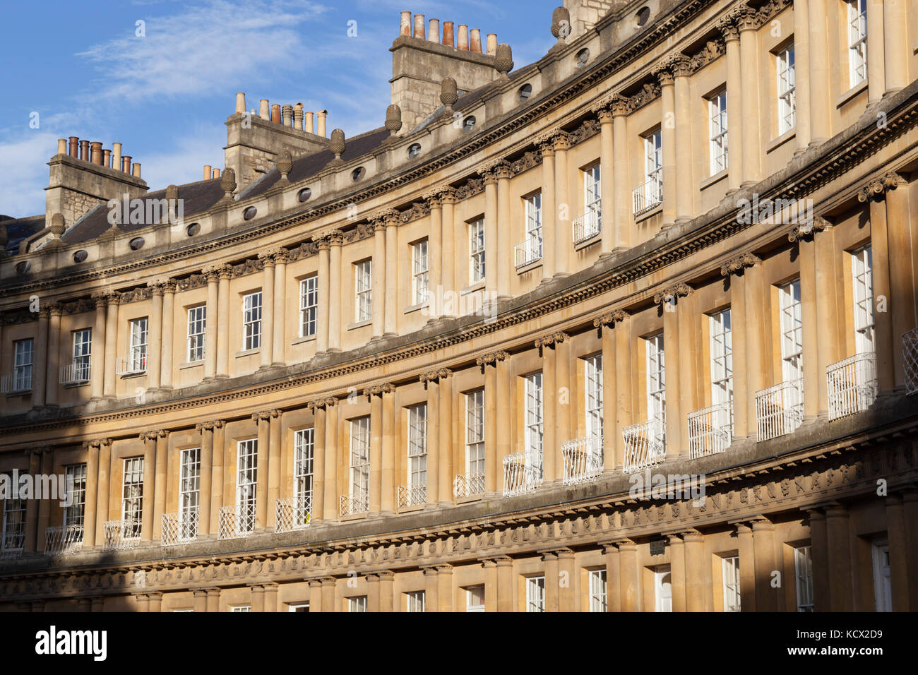 Detail of Georgian buildings of the Circus designed by John Wood, Bath, Somerset, England, United Kingdom, Europe Stock Photo