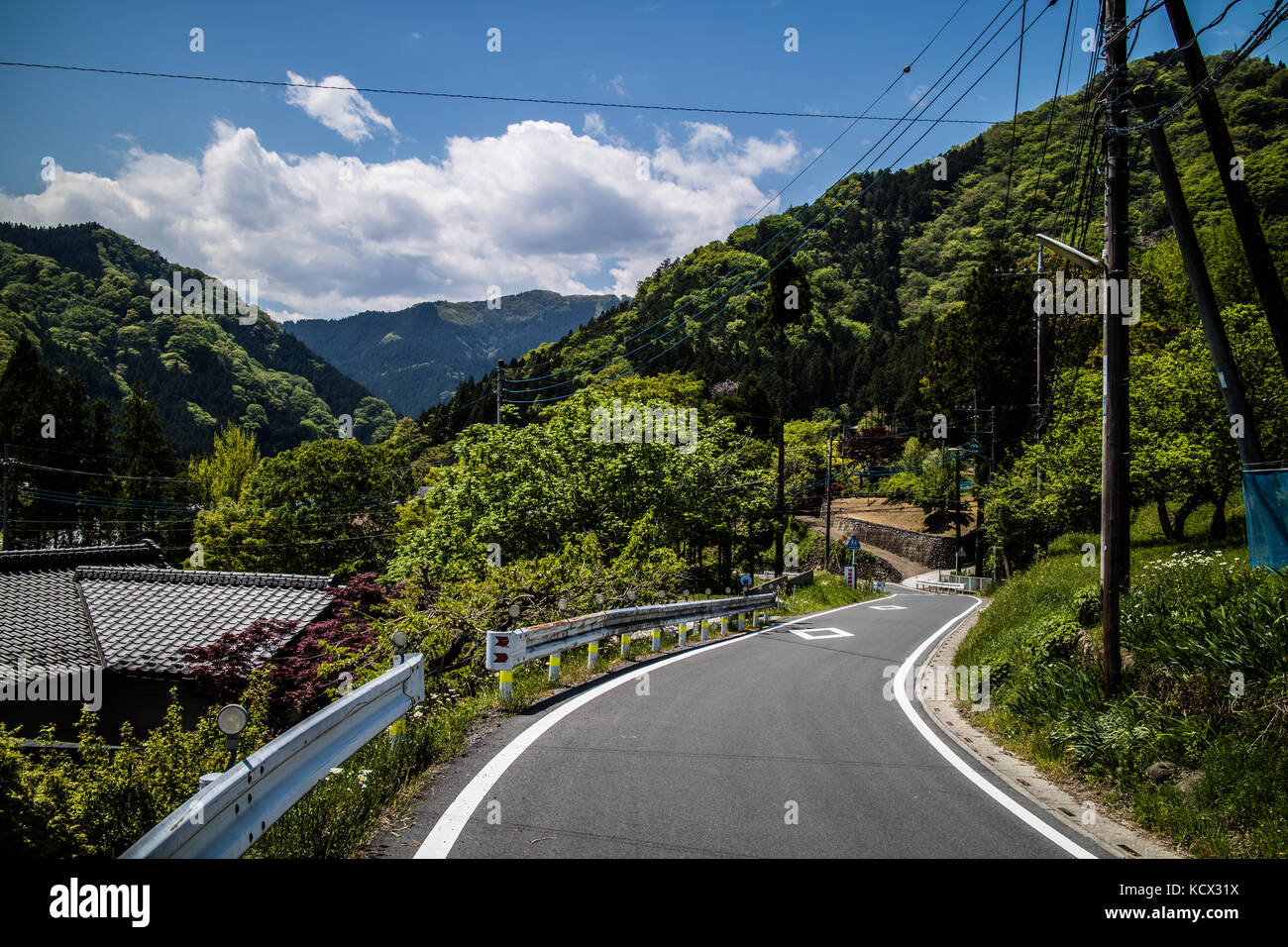 A mountain road in Chichibu, Japan. Stock Photo