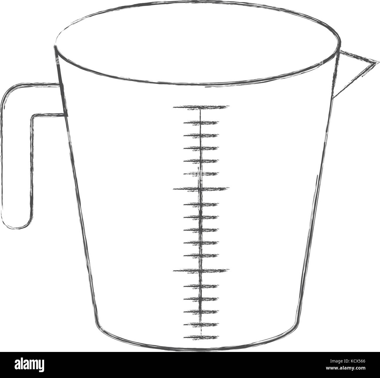 jar with handle and measure scale monochrome blurred silhouette Stock