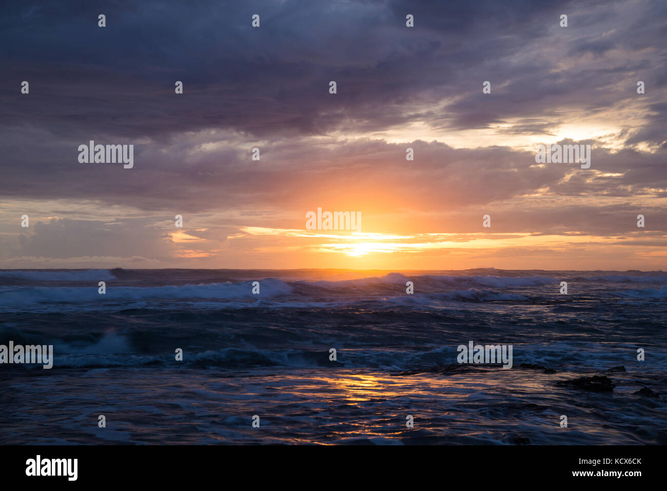 Sea scape waves sunset Stock Photo