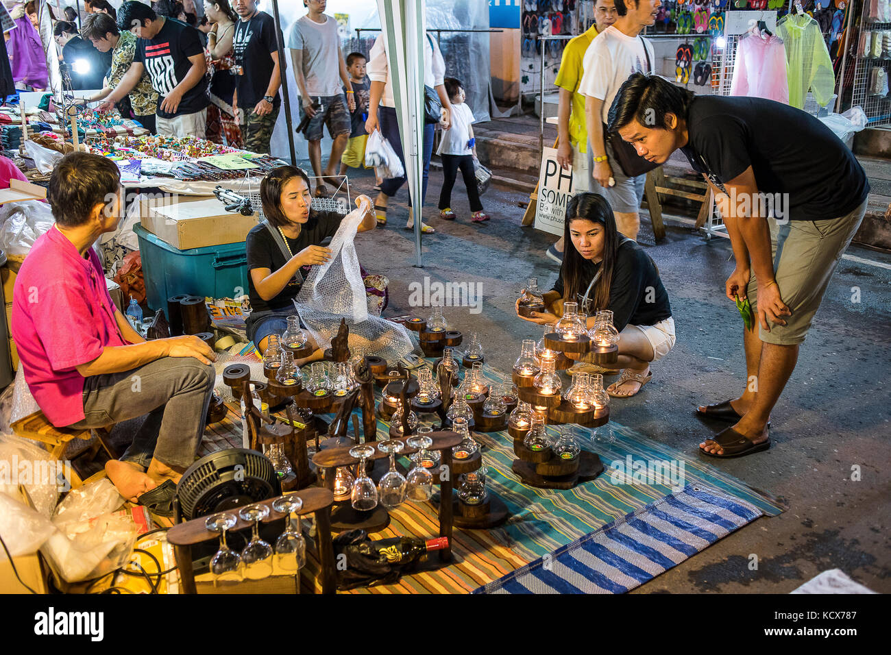 Market stall woman shopping chiang mai chiangmai thailand thai hi-res ...