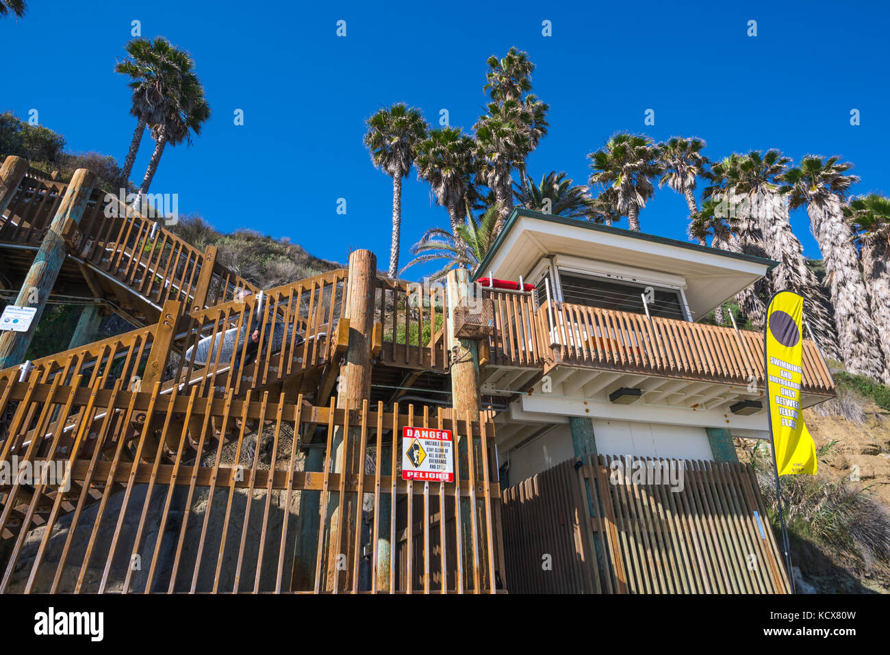 Lifeguard tower at Swami's Beach. Encinitas, California, USA Stock