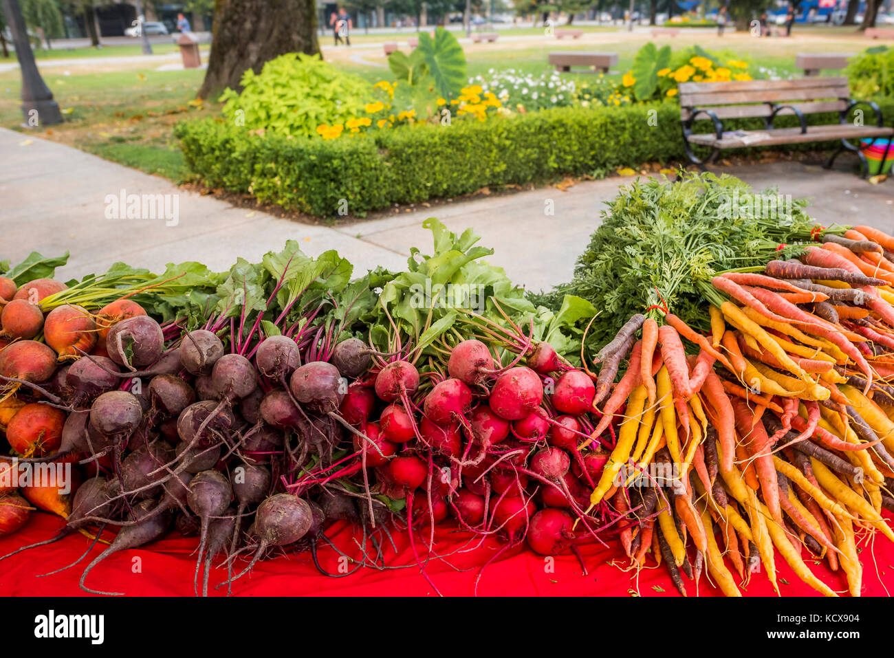 Root vegetables at Main Street Farmers Market, Vancouver, British