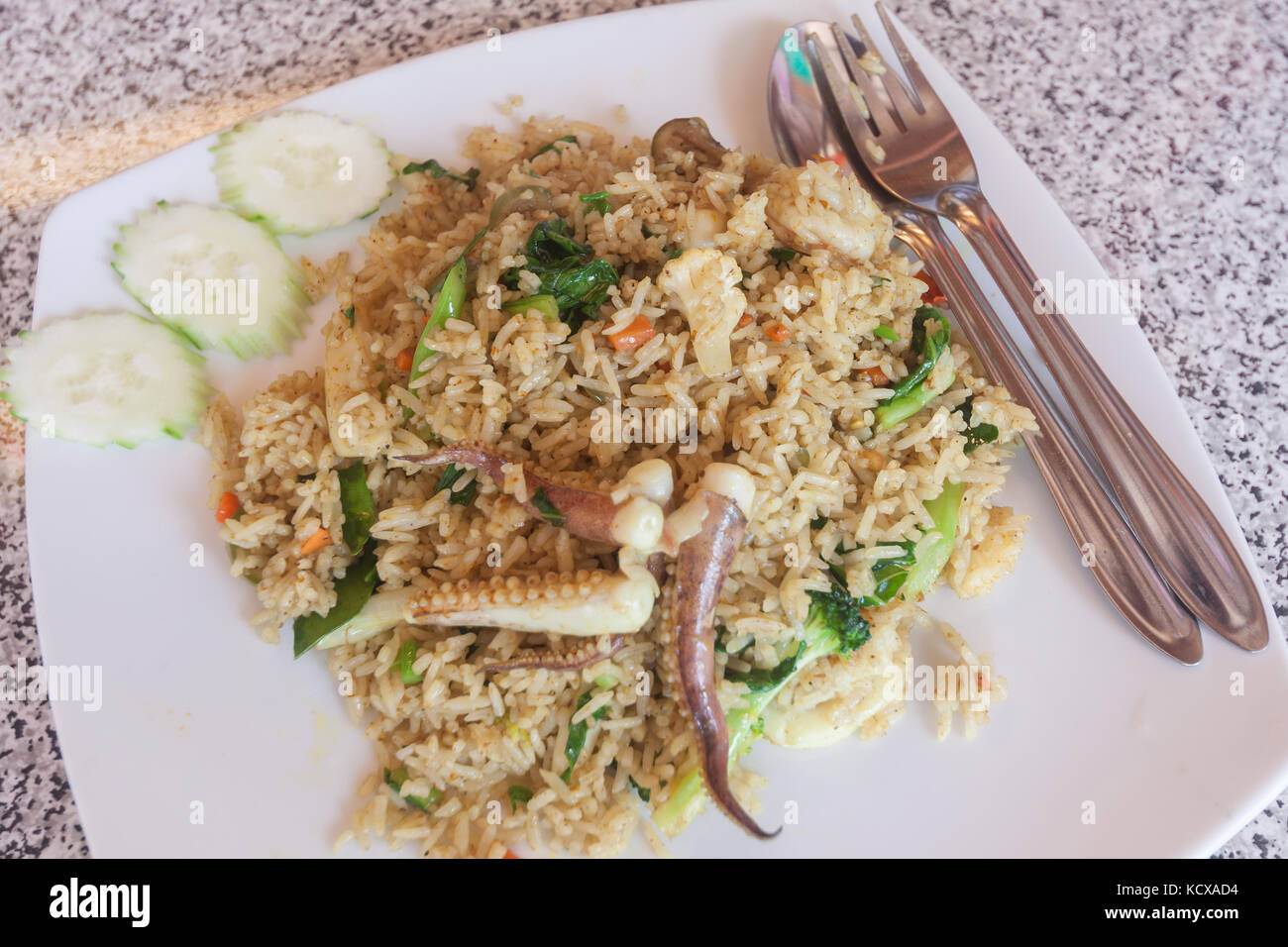 Fried rice with squid Stock Photo Alamy