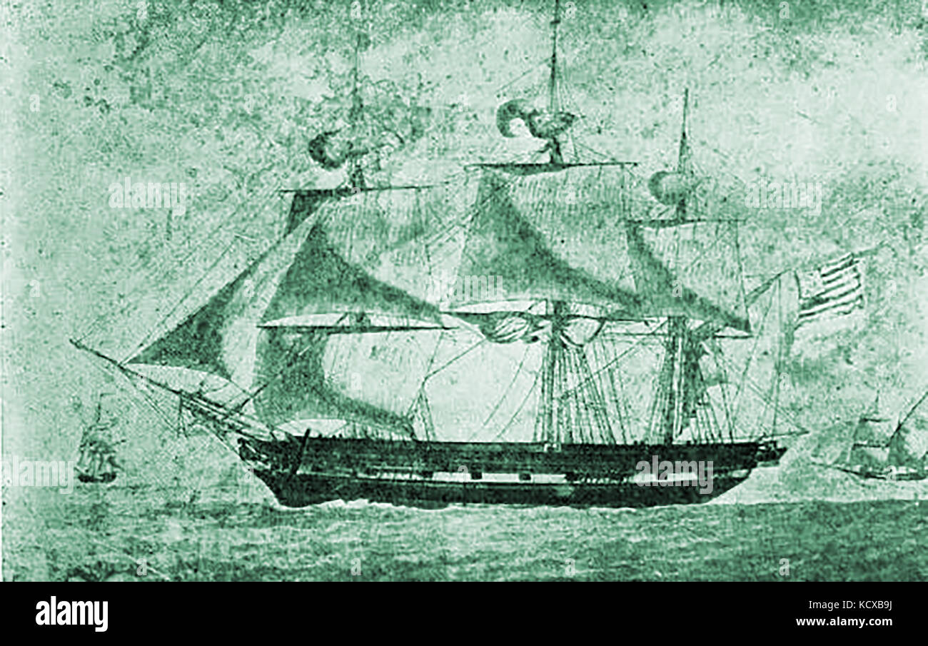 1822 - The US ship CADMUS  - Its Master was Captain Samuel Ives Stock Photo