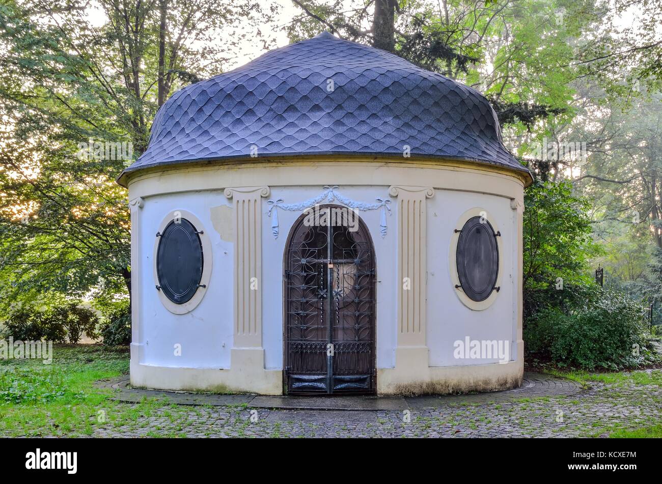 Old historic tea house. Picturesque oriental tea house in the castle park in Pszczyna. Stock Photo