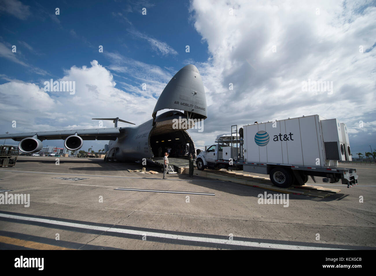 AT&T telecommunication tower is delivered to Puerto Rico Stock Photo ...