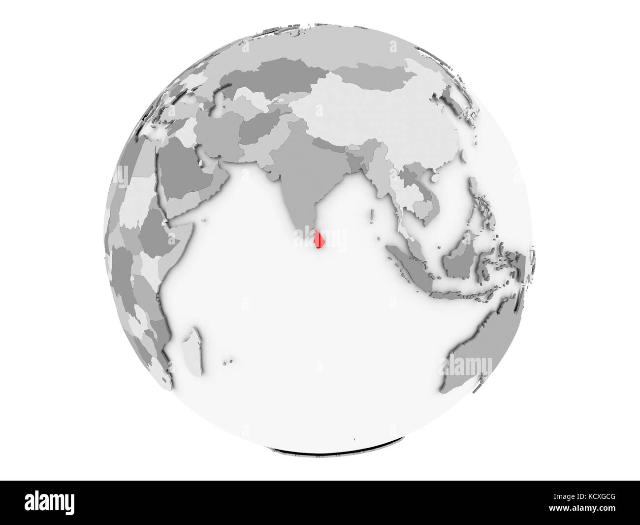 sri lanka highlighted on world map Sri Lanka Highlighted In Red On Grey Political Globe 3d sri lanka highlighted on world map