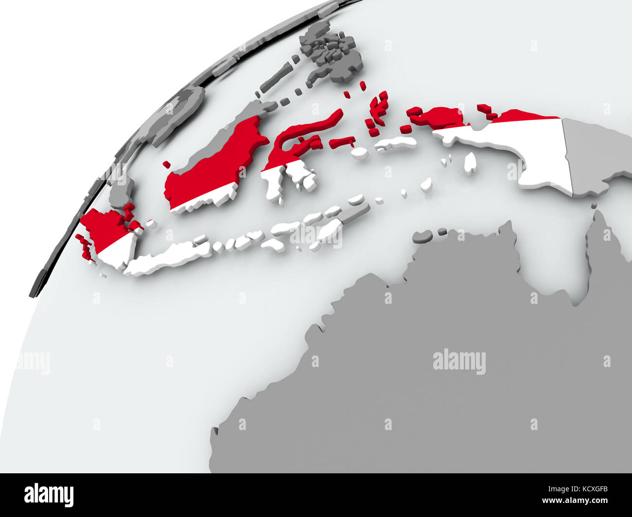 Indonesia with embedded flag on globe. 3D illustration. Stock Photo