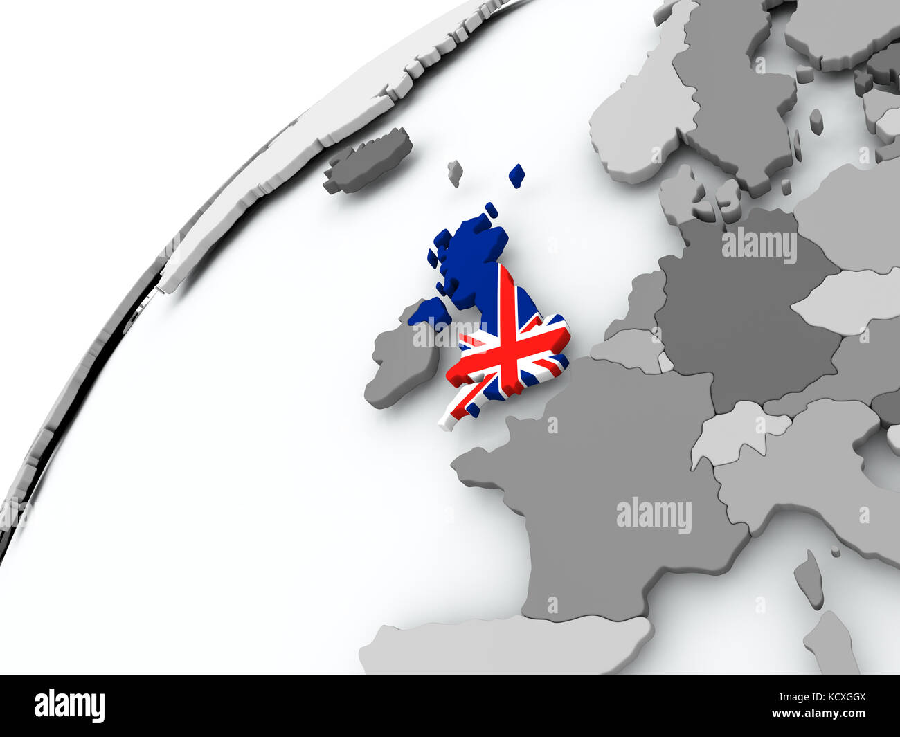 United Kingdom with embedded flag on globe. 3D illustration Stock Photo ...